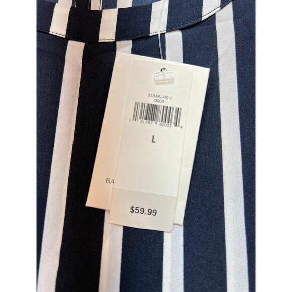 Banana Republic Women's Shoulder Button Top 3/4 Sleeve Size L Navy White Stripe - Picture 4 of 14